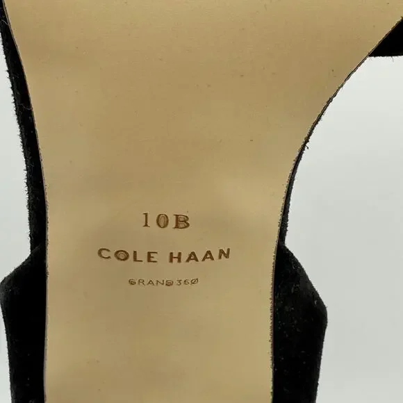 Cole Haan Womens Kaycee Knotted Heel Sandal US 10 B Black Suede EUC